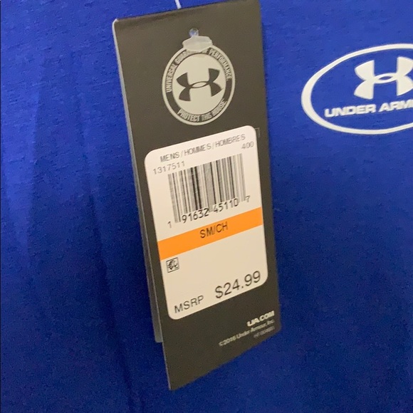 UNDER ARMOUR - Blue Logo T-shirt Mens - Picture 4 of 6